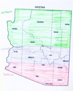 Map of Arizona in regions